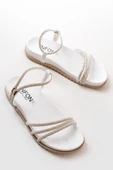 Beyaz Taşlı Kadın Sandalet - 2