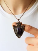 Doğal Taş Ametist Doğal Taşlı Otantik Kadın Kolye 45 Cm Zincirli euk12bat thumbnail 1