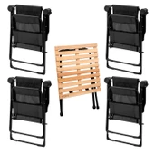 4 Adet Katlanır Kamp Sandalyesi ve Masa Seti - Rest - Siyah - 130 KG Taşıma thumbnail 2