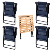 4 Adet Katlanır Kamp Sandalyesi ve Masa Seti - Rest - Lacivert - 130 KG Taşıma thumbnail 2