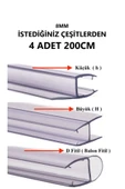 BABAWİCK  Cam Balkon 8 Mm Şeffaf Fitil Istediğiniz Çeşitten 4 Adet Büyük H, Küçük H, D Fitil Max 200cm - 1