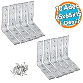 (10 ADET) Mobilya Eşya Dolap Duvara Sabitleme Köşebent Bağlantı Aparatı L Demiri Gönye 65x65x15 Mm - 1