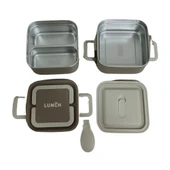 Aryıldız Bento Kare 2 Katlı Lunch Box Yemek Termosu Kahverengi 1400 ml - 2