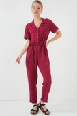 Kısa Kol Ayrobin Tulum 7030 - Bordo - 3