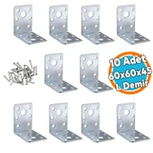 (10 ADET) Mobilya Eşya Dolap Duvara Sabitleyici Köşebent Bağlantı Aparatı L Demiri Gönye 60x60x45 Mm thumbnail 1