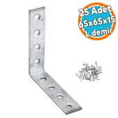 (25 ADET) Mobilya Eşya Dolap Duvara Sabitleme Köşebent Bağlantı Aparatı L Demiri Gönye 65x65x15 Mm - 1
