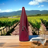 LANCOME makyaj çantası Fuşya Büyük Boy Deri Gece Çantası  Vİntage - 3