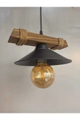 Avizem Güzel Nova Ahşap Rustik Modern Halatlı Tekli Sarkıt Avize - 2