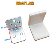 (10 ADET) Mobilya Dolap Askı Elemanı Montaj Bağlantı Sabitleme Sabitleyici Demiri Beyaz 40x40x35 Mm - 2