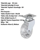 Adilon 50x20'lik Şeffaf, Makaralı Tablalı, 360 Derece Döner Teker - 2