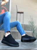 ET0548 Kalın Yüksek Siyah Taban Siyah Bağcıklı Spor Erkek Ayakkabı thumbnail 1