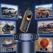 Coofbe 4000Mah Şarjlı 60W 150PSİ Motosiklet Bisiklet Oto Lastik Şişirme Pompası Hava Kompresörü - 4