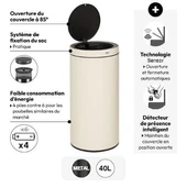 5five Simply Smart Delta Otomatik Sensörlü 40LT. Çöp Kutusu Bej - 2