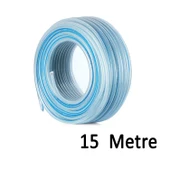 Örgülü Şeffaf Bahçe Hortumu 15 Metre Dayanıklı 3 Katlı Sağlam Su Sulama Yıkama Hortum 12.5 mm 1/2" - 3
