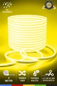 CSled  12V İç ve Dış Mekan Sarı Neon LED Şerit – 50 Metre Esnek Silikon Neon  (1 cm’de Bir Kesilebilir) thumbnail 1