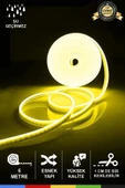 CSled  12V İç ve Dış Mekan Sarı Neon LED Şerit – 5 Metre Esnek Silikon Neon Işık, (1 cm’de Bir Kesilebilir) - 1