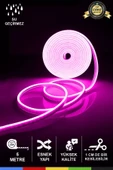 CSled  12V İç ve Dış Mekan Pembe Neon LED Şerit – 5 Metre Esnek Silikon Neon  (1 cm’de Bir Kesilebilir) - 1