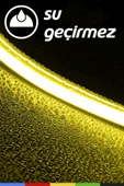 CSled  12V İç ve Dış Mekan Sarı Neon LED Şerit – 5 Metre Esnek Silikon Neon Işık, (1 cm’de Bir Kesilebilir) - 4