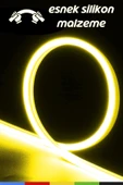 CSled  12V İç ve Dış Mekan Sarı Neon LED Şerit – 5 Metre Esnek Silikon Neon Işık, (1 cm’de Bir Kesilebilir) - 5