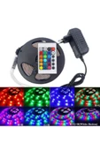 PRATIKMAGAZAM  Led Animasyonlu Tak Çalıştır Kumandalı Trafolu Rgb (3 AYRI RENKLİ LED) Şerit Işık Aydınlatma 5 Metre - 1