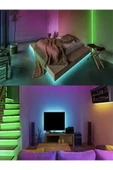 LEDSTRİP  LED STRIP Renkli Şerit LED Rgb İç Ve Dış Mekan 5 Metre Set Tak Çalıştır 16 Renk Adaptörlü Kumandalı - 5