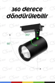 CSled  Siyah Kasa ve Beyaz 30W Led Ray Spot – 360° Döner Başlıklı Raylı Armatür - 2