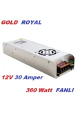Gold ROYAL  12v 30a Amper 360w Fanlı Slım Ince Metal Güvenlik Kamera Cctv Şerit Led Adaptör Trafo - 1