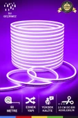 CSled  12V İç ve Dış Mekan Mor Neon LED Şerit – 50 Metre Esnek Silikon Neon  (2.5 Cm’de Bir Kesilebilir) - 1
