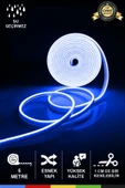 CSled  12V İç ve Dış Mekan Mavi Neon LED Şerit – 5 Metre Esnek Silikon Neon Işık, (1 cm’de Bir Kesilebilir) - 1