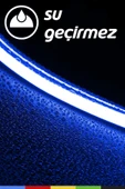 CSled  12V İç ve Dış Mekan Mavi Neon LED Şerit – 5 Metre Esnek Silikon Neon Işık, (1 cm’de Bir Kesilebilir) - 5