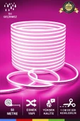 CSled  12V İç ve Dış Mekan Pembe Neon LED Şerit – 50 Metre Esnek Silikon Neon  (1 cm’de Bir Kesilebilir) - 1