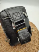 Küçük Boy Deri Göğüs Çantası Siyah Renk - 4