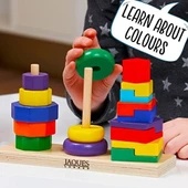 Ahşap İstifleme Oyuncakları, 3+ Yaşındakiler için Oyuncaklar, Eğitici İstifleme Halkaları, Sıralama, İstifleme ve Takmalı Oyuncaklar - 2