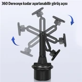 Bardak Tutucu Yeri i̇çin 360 Derece Döner Manyetik Araç İçi Telefon Tutucu (Siyah) - 6