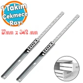 Teleskopik İnce Bilyeli Bilyalı Dolap Çekmece Rayı Sürgüsü Metal En 1.7 cm 17 mm Uzunluk 34.2 cm - 1