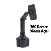 Araç Bardaklık Telefon Tutucu Magsafe iPhone 15-14-13-12 Serisi 15W Kablosuz Hızlı Şarj Cihazı (Siyah) - 5