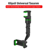 360 Dönebilen Multifonksiyonel Dikiz Aynası Araç Telefon Tutucu (Siyah-Yeşil) - 4