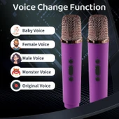 KBQ Karaoke Makinesi 2 Adet Kablosuz Mikrofonlu Taşınabilir Bluetooth Hoparlör - 4