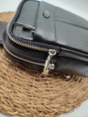 Küçük Boy Deri Göğüs Çantası Siyah Renk - 3