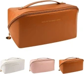 Rose Taba Büyük Kapasiteli Pu Deri Kozmetik Çantası Vintage - 4