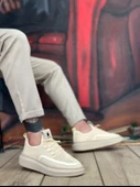 ET0375 Özel Örme Triko Tarz Krem Renk Spor Ayakkabı thumbnail 1