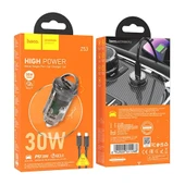 Hoco Z53 Sight 30 W Lightning Kablolu Hızlı Araç Şarj Aleti (Siyah) - 7