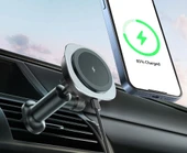 QI-206 Magsafe Uyumlu Araç Içi 15W Kablosuz Hızlı Şarj Telefon Tutucu (Siyah) - 2