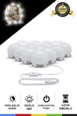 CSled  USB Girişli Hollywood Tarzı 10'lu LED Işık – Makyaj Masası Dekoratif Aydınlatma - 1