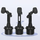 Bardak Tutucu Yeri i̇çin 360 Derece Döner Manyetik Araç İçi Telefon Tutucu (Siyah) - 4