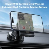 Hoco HW20 Torpido Üstü Wireless Kablosuz Hızlı Şarj Araç Telefon Tutucu (Siyah) - 2