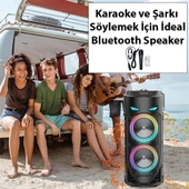 ZQS4239 Mikrofonlu Taşınabilir Dev Speaker Led Işıklı Bluetooth Hoparlör (Siyah) - 3