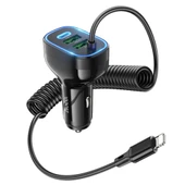 HOCO NZ11A 30W 2 USB+ Type-C Girişli iPhone Kablolu Araç Çakmaklık Şarj Aleti (Siyah) - 2