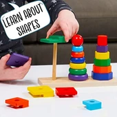 Ahşap İstifleme Oyuncakları, 3+ Yaşındakiler için Oyuncaklar, Eğitici İstifleme Halkaları, Sıralama, İstifleme ve Takmalı Oyuncaklar - 5
