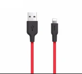 HOCO X21 USB to iPhone Lightning 2A Silikon Hızlı Şarj ve Data Kablosu (Siyah-Kırmızı) - 1